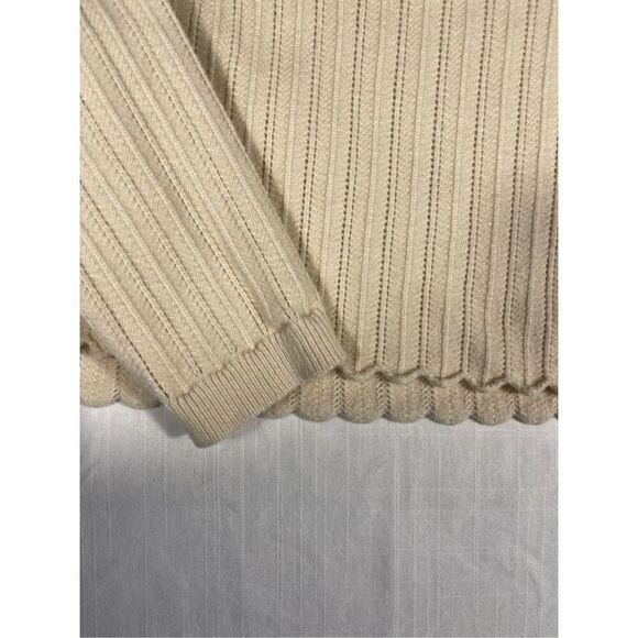 Tularosa Beige Rayon Blend Long Sleeve Ribbed Knit Cropped Sweater Size Small - Picture 5 of 9
